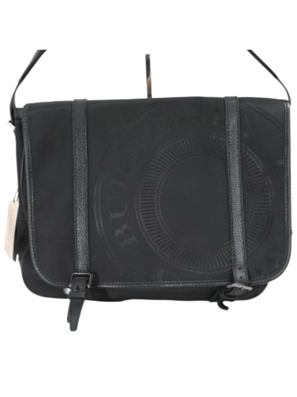 Burberry Messenger Bag Black Leather Trim 15”x14H”x5D” - Picture 13 of 13